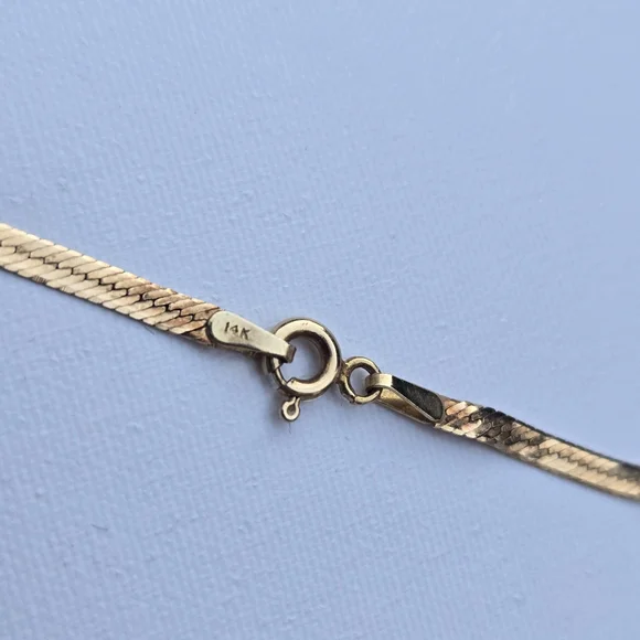 14k Gold Necklace Flat Herringbobe